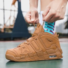 New men's and women's trend fashion personality basketball sneakers fashion match men's sneakers 5 colors (Color: wheat coloredSize44)