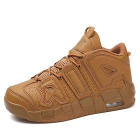 New men's and women's trend fashion personality basketball sneakers fashion match men's sneakers 5 colors (Color: wheat coloredSize42)