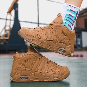 New men's and women's trend fashion personality basketball sneakers fashion match men's sneakers 5 colors (Color: wheat coloredSize45)