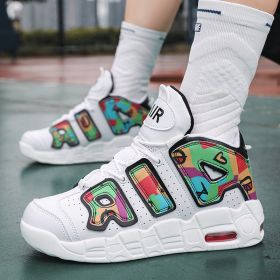New men's and women's trend fashion personality basketball sneakers fashion match men's sneakers 5 colors (Color: Colorful graffitiSize41)