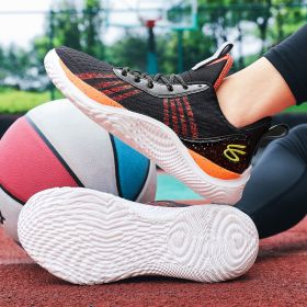 Summer men's basketball shoes net surface breathable student training shoes soft soled men's and women's sports shoes 36~45 (Color: BlackSize44)