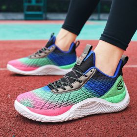 Summer men's basketball shoes net surface breathable student training shoes soft soled men's and women's sports shoes 36~45 (Color: ChromaSize42)
