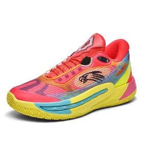 Men's new glow-in-the-dark version of basketball shoes rubber outsole friction with sound fashion trend comfortable sneakers 36-45 (Color: RedSize36)