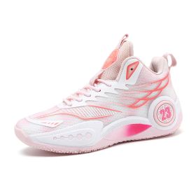 New men's and women's fashion trends comfortable breathable basketball sneakers outdoor men's sneakers 35-45 (Color: White  pinkSize41)