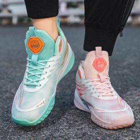 New men's and women's fashion trends comfortable breathable basketball sneakers outdoor men's sneakers 35-45 (Color: Mandarin duck (Pink + Moon)Size43)
