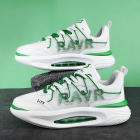 Summer breathable couple air cushion fashion casual shoes men's and women's fashion comfortable breathable sneakers men's fashion shoes (Color: White greenSize39)