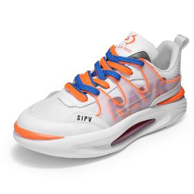 Summer breathable couple air cushion fashion casual shoes men's and women's fashion comfortable breathable sneakers men's fashion shoes (Color: White orangeSize40)