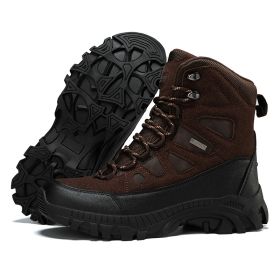 Men's winter new large size outdoor field training field training boots Hiking shoes Hiking shoes men's ankle boots (Color: BrownSize40)