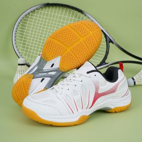 New super light breathable couple badminton shoes Fashion comfortable men's sports shoes tennis shoes (Color: White redSize39)