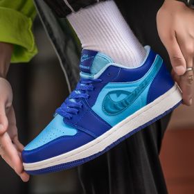 New Air Force AJ1 green apple couple shoes men's sports basketball shoes fashion trend match men's and women's casual sports shoes 36-45 (Color: BlueSize43)