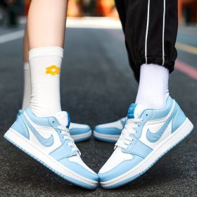 New Air Force AJ1 green apple couple shoes men's sports basketball shoes fashion trend match men's and women's casual sports shoes 36-45 (Color: Light blueSize42)