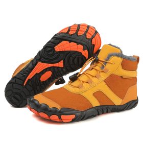 New men's and women's five-finger outdoor cotton shoes high top winter snow boots plush warm men's cotton shoes 36-47 (Color: YellowSize37)