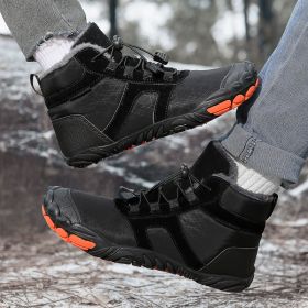New men's and women's five-finger outdoor cotton shoes high top winter snow boots plush warm men's cotton shoes 36-47 (Color: BlackSize40)