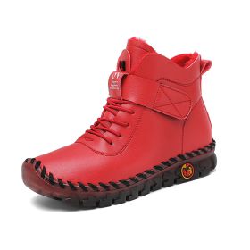 Winter new large size women high top soft sole comfortable casual cotton shoes warm cotton boots 36-44 (Color: RedSize39)