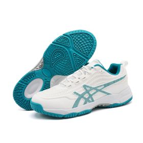 Men's new badminton shoes Fashion comfortable breathable men's and women's sports shoes casual men's shoes (Color: White and blueSize41)