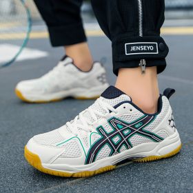 Men's and women's new fashion fashion comfortable badminton shoes anti-slip wear men's sports shoes table tennis shoes (Color: White Blue MoonSize42)