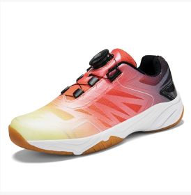 New seamless cutting process breathable shock absorption wear-resistant non-slip children's tennis badminton shoes Sports tennis shoes 30-41 (Color: Black mandarinSize34)