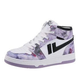 Women's new comfortable breathable fashion high top board shoes sports casual shoes (Color: PurpleSize39)