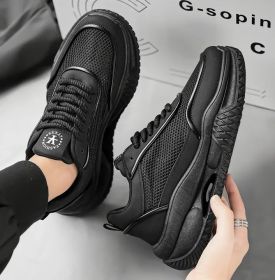 New men's shoes comfortable breathable mesh surface fashion casual sports shoes men's fashion shoes 39-44 (Color: BlackSize39)