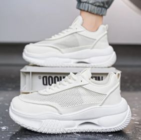 New men's shoes comfortable breathable mesh surface fashion casual sports shoes men's fashion shoes 39-44 (Color: WhiteSize43)