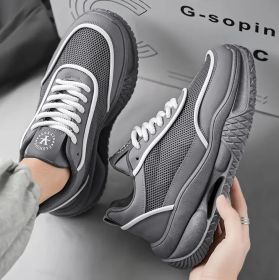 New men's shoes comfortable breathable mesh surface fashion casual sports shoes men's fashion shoes 39-44 (Color: GraySize39)