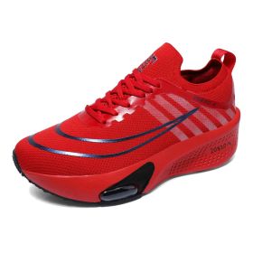 New men's and women's professional air cushion running shoes fashion trend match men's and women's sports shoes comfortable casual shoes 36-45 (Color: RedSize42)
