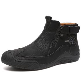 New men's low-top casual shoes fashion comfortable casual sports shoes 38-46 (Color: BlackSize41)