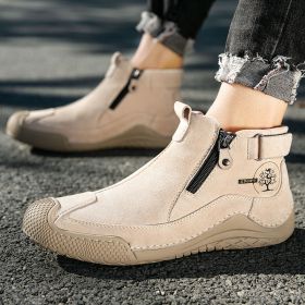 New men's low-top casual shoes fashion comfortable casual sports shoes 38-46 (Color: SandySize40)