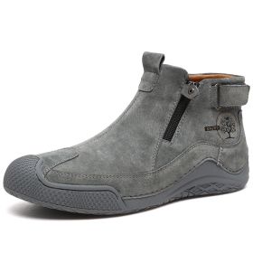 New men's low-top casual shoes fashion comfortable casual sports shoes 38-46 (Color: GraySize46)
