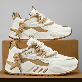 Spring summer men's new network surface trend sports daddy shoes men's shoes 39-45 (Color: khakiSize43)