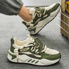 Spring summer men's new network surface trend sports daddy shoes men's shoes 39-45 (Color: White greenSize44)
