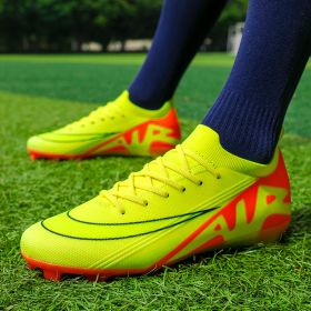 New comfortable breathable spike professional youth adult football shoes Training shoes Competition sneakers 35-45 (Color: YellowSize45)