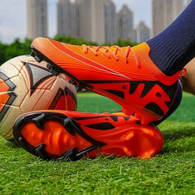 New comfortable breathable spike professional youth adult football shoes Training shoes Competition sneakers 35-45 (Color: Red  blackSize44)