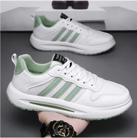 New men's trendy, fashionable and versatile mesh casual board shoes, men's casual shoes (Color: White greenSize42)