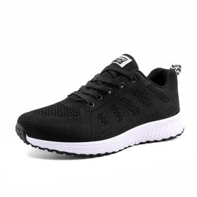 New women's woven sports shoes, breathable and casual couple sports shoes (Color: BlackSize36)