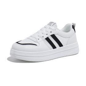 New women's fashion Korean version of the new summer breathable board shoes trend all women casual shoes (Color: White blackSize35)