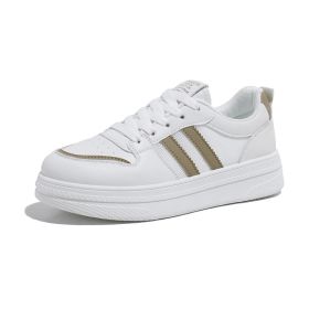 New women's fashion Korean version of the new summer breathable board shoes trend all women casual shoes (Color: White khakiSize39)