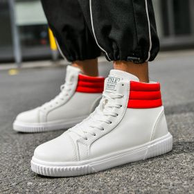 High-top new couple sneakers, men's and women's sports and casual height-increasing white sneakers, and the trend of sneakers (Color: WhiteSize38)