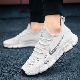New trendy, fashionable, comfortable, versatile and breathable men's casual sports shoes, men's running shoes (Color: WhiteSize40)