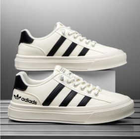 Spring new men's fashion fashion casual shoes comfortable sneakers (Color: Beige blackSize43)
