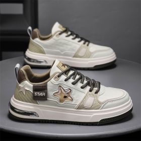 Spring men's new leather board shoes Fashion shoes fashion men's shoes (Color: BeigeSize42)