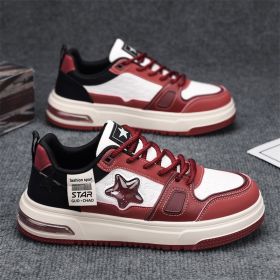 Spring men's new leather board shoes Fashion shoes fashion men's shoes (Color: RedSize41)