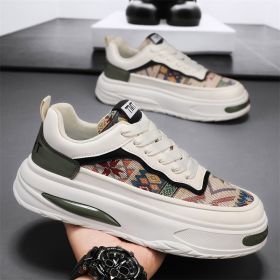 Men's casual sneakers Fashion trend casual board shoes (Color: Beige greenSize39)