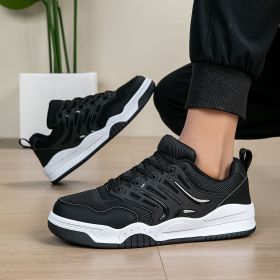 Men's new net cloth shoes casual sports shoes large size men's shoes fashion trend casual board shoes (Color: BlackSize37)