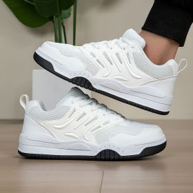 Men's new net cloth shoes casual sports shoes large size men's shoes fashion trend casual board shoes (Color: WhiteSize44)