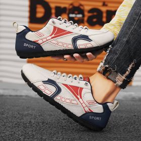 New men's flying weaving shoes sneakers fashion board shoes casual student shoes (Color: BeigeSize39)