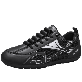 New men's flying weaving shoes sneakers fashion board shoes casual student shoes (Color: BlackSize40)