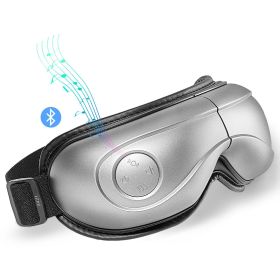 VEVOR Heated Eye Massager Eye Care Device 5 Modes Bluetooth Music 180oldable (Color: Light GrayControl TypePush-button)