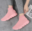 New high top breathable foot pedal men's and women's same couple shoes high bounce flying woven casual shoes