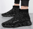 New high top breathable foot pedal men's and women's same couple shoes high bounce flying woven casual shoes